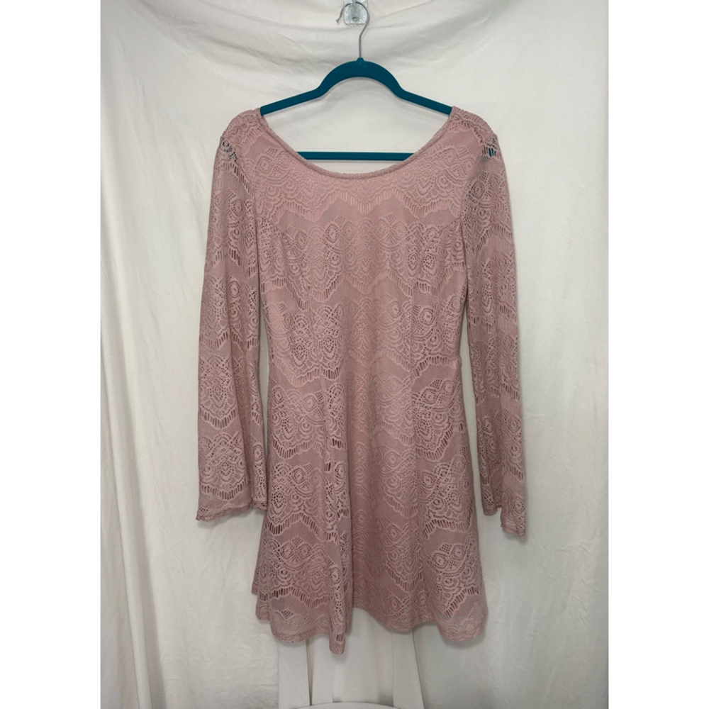 Women's Xhilaration Pink Lace Long Sleeve Dress Size L